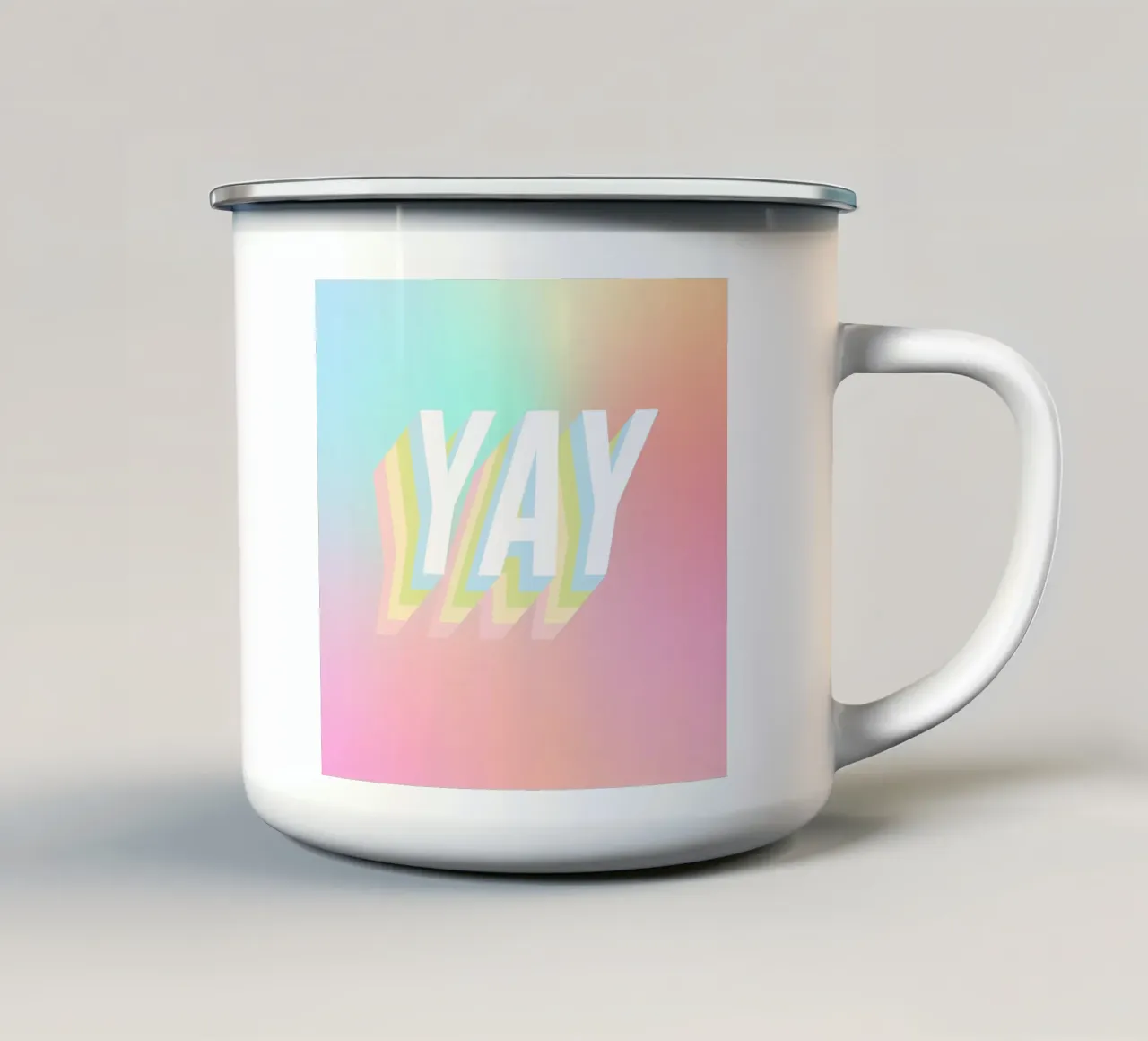 YAY Pastello Candy Arcobaleno Gradiente tazza in smalto da Dominique Vari Words
