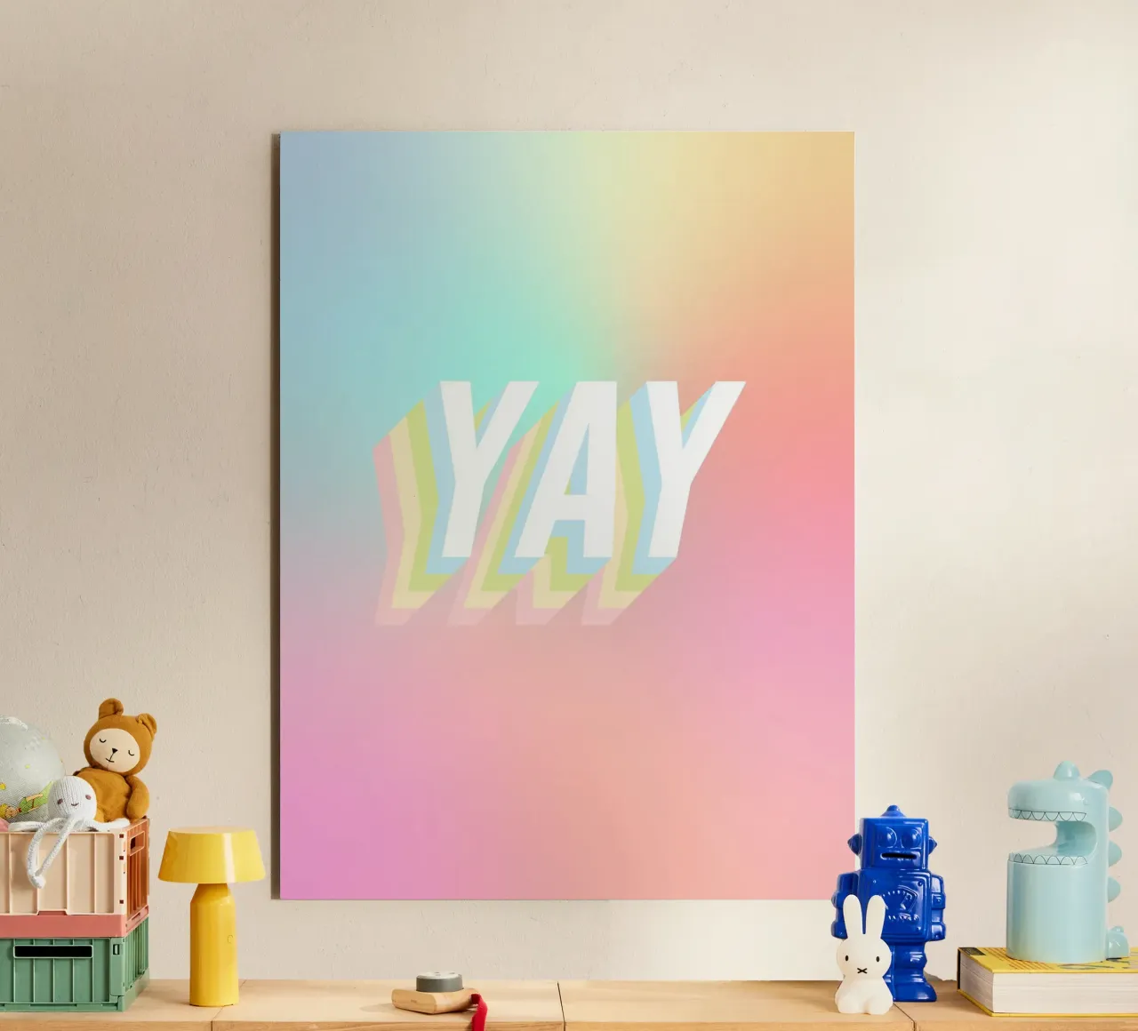 YAY Pastello Candy Arcobaleno Gradiente alluminio dibond da Dominique Vari Words