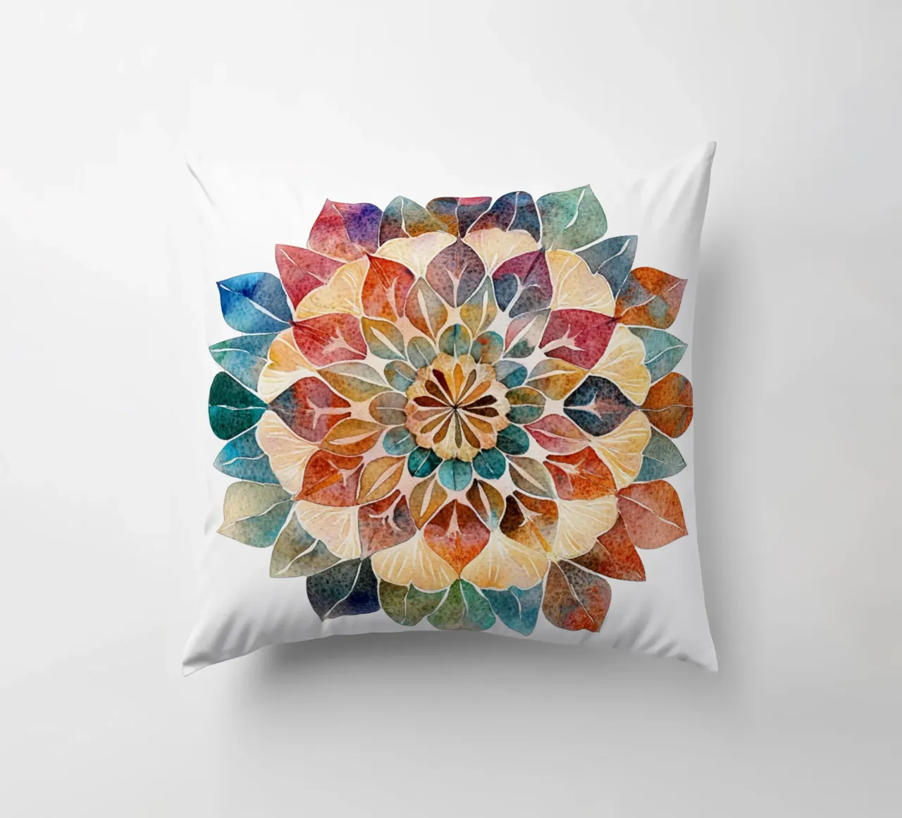 Mandala terrestre ad acquerello cuscino da Spiritual Touch