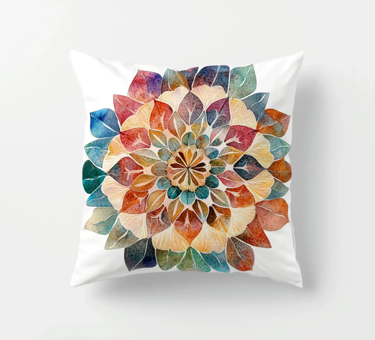 Mandala terrestre ad acquerello cuscino da Spiritual Touch
