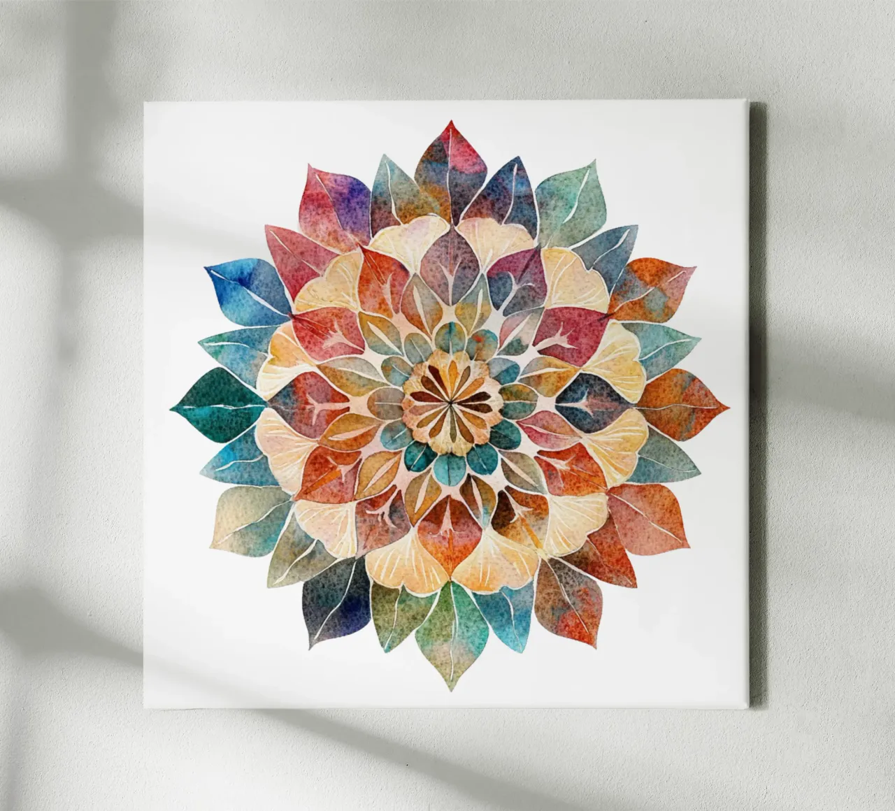 Mandala terrestre ad acquerello tela con Cornice a cassetta da Spiritual Touch