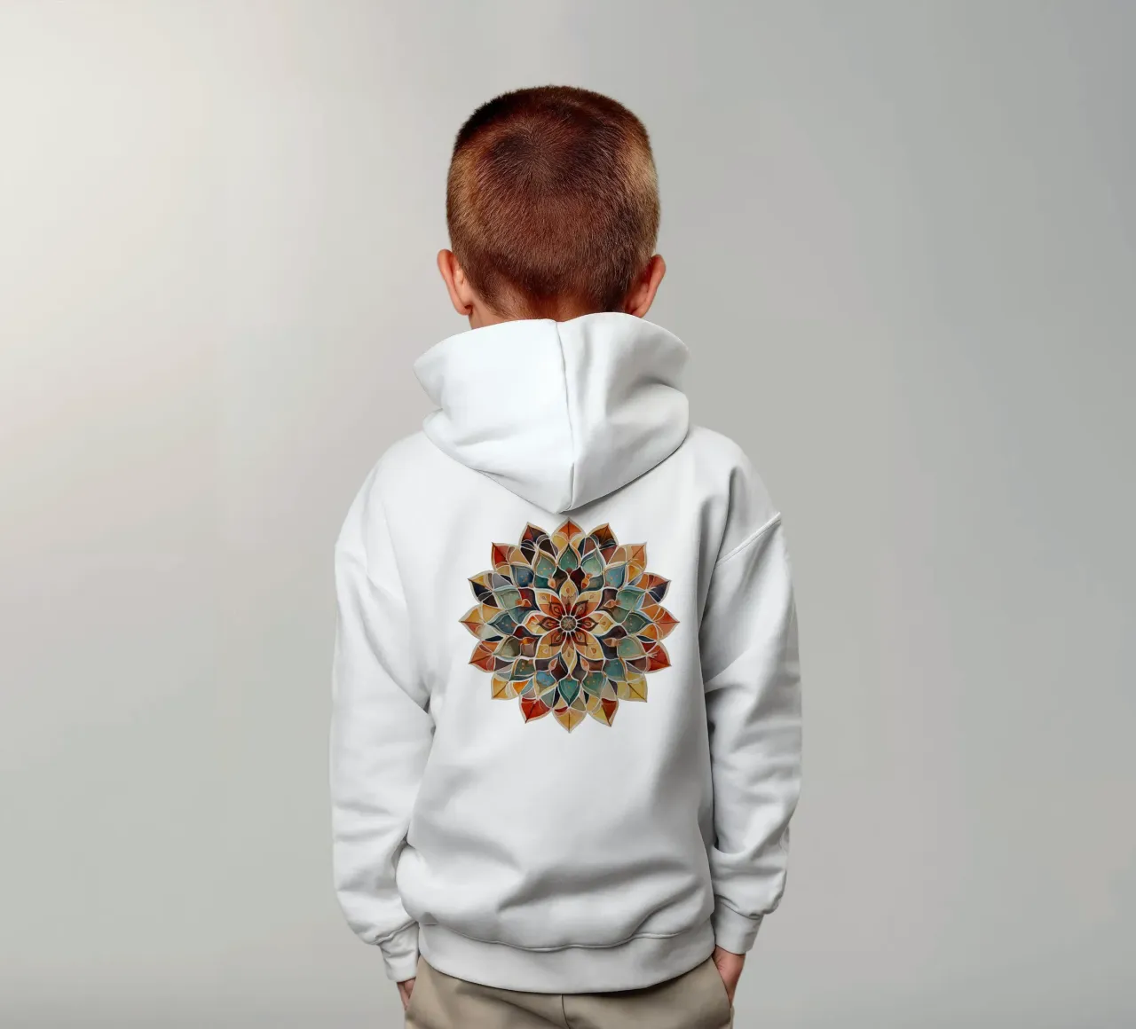 Mandala terrestre ad acquerello felpa bambino con cappuccio da Spiritual Touch