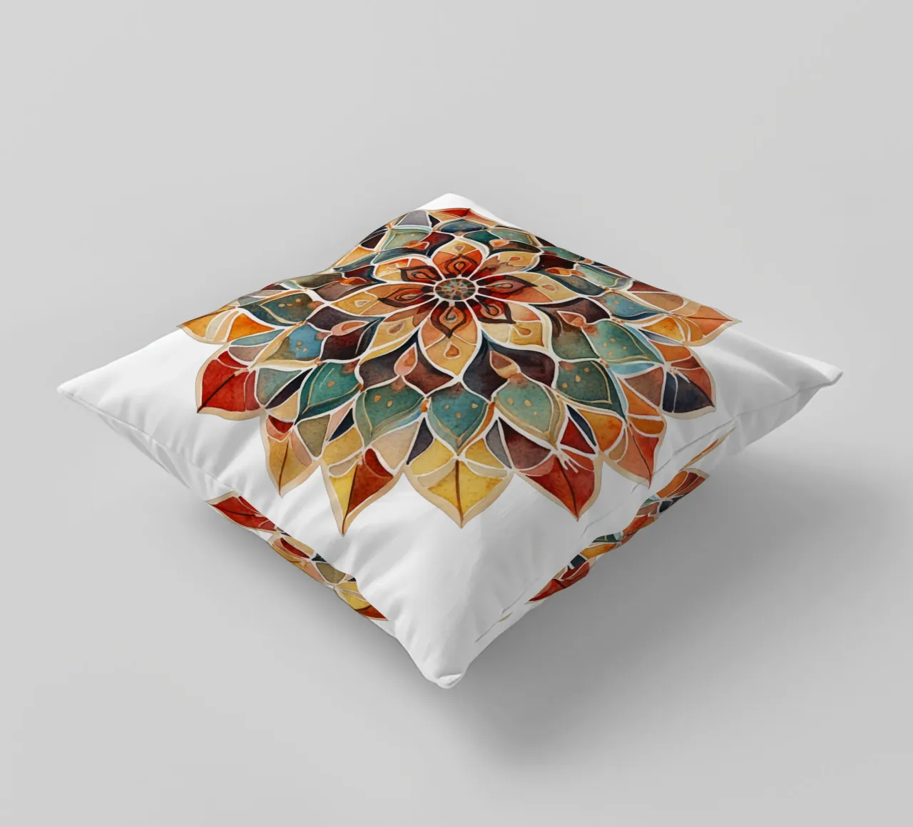 Mandala terrestre ad acquerello cuscino da Spiritual Touch