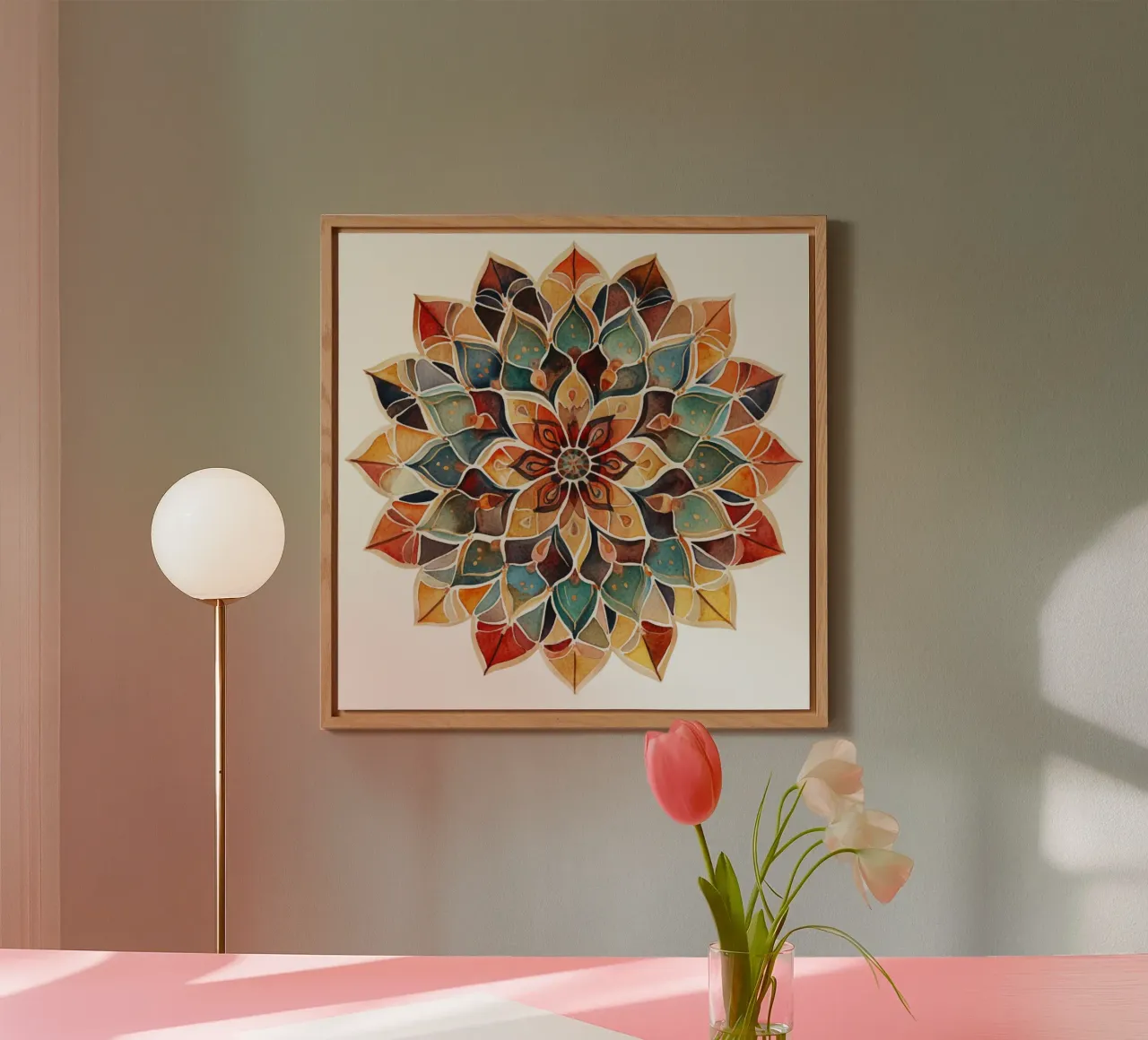 Mandala terrestre ad acquerello pannello forex da Spiritual Touch