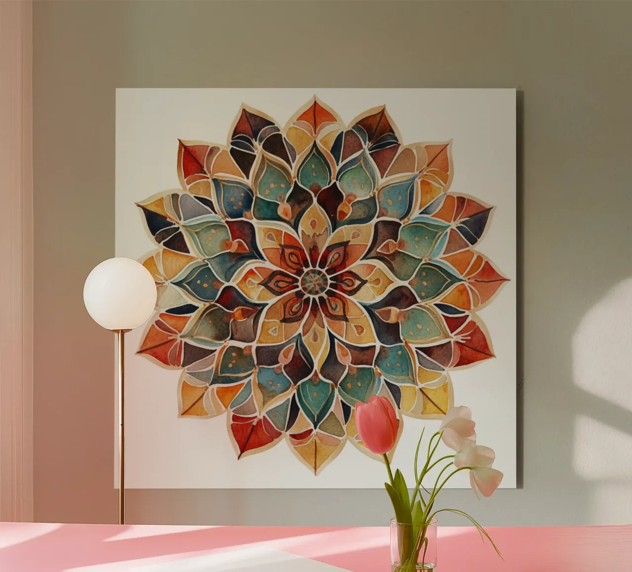 Mandala terrestre ad acquerello pannello forex da Spiritual Touch