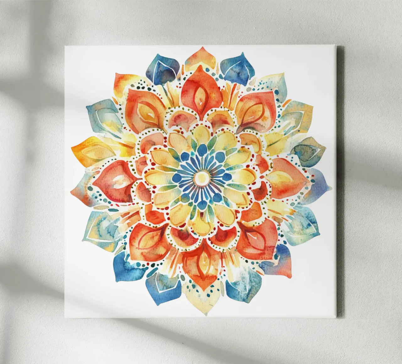 Mandala terrestre ad acquerello tela con Cornice a cassetta da Spiritual Touch
