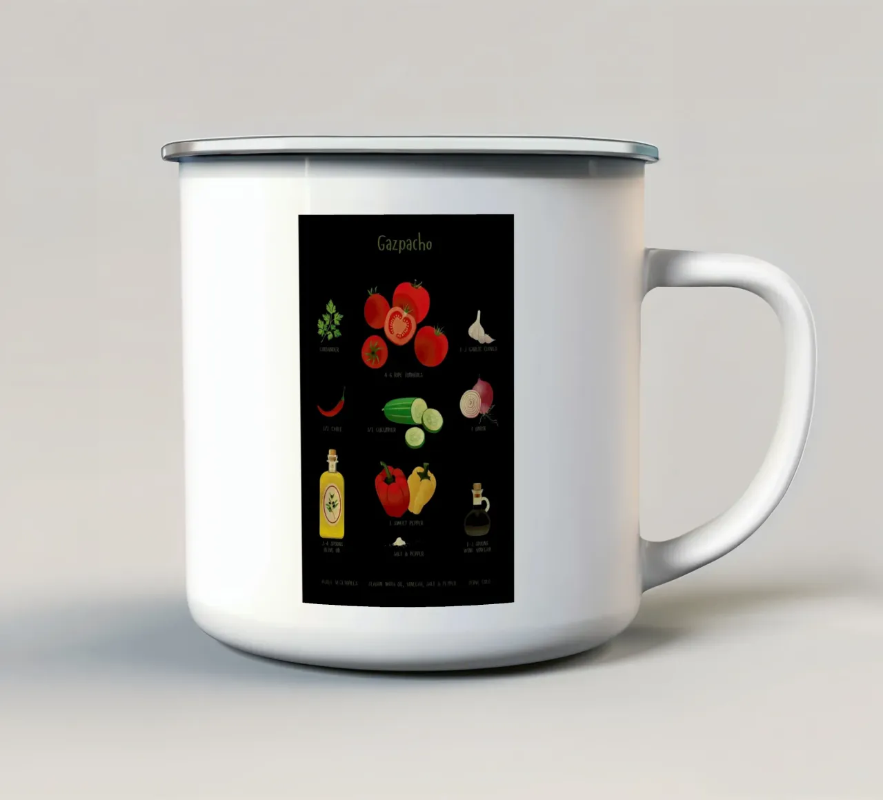 Gazpacho tazza in smalto da Lesja Chernish
