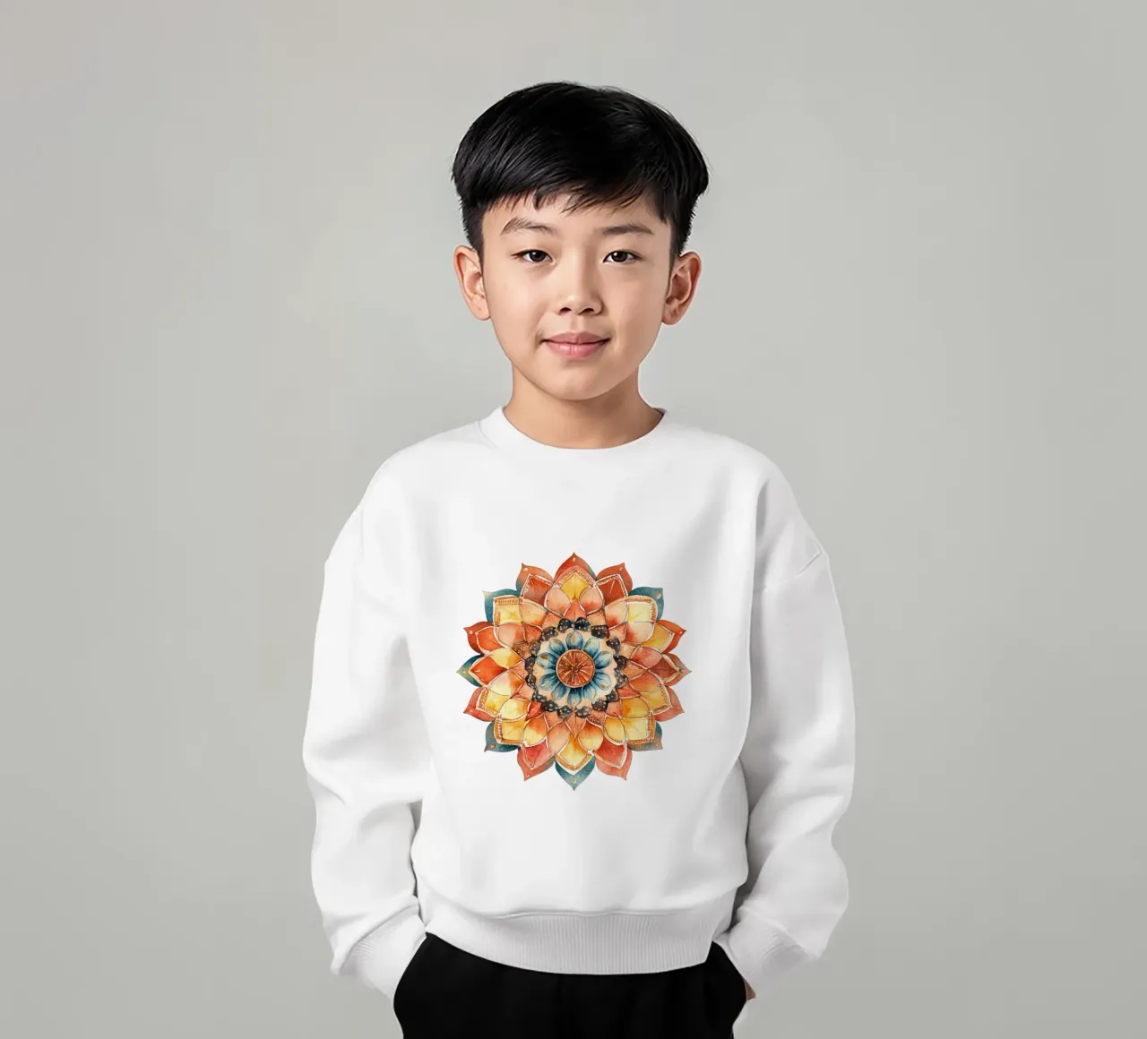 Mandala terrestre ad acquerello felpa bambino da Spiritual Touch