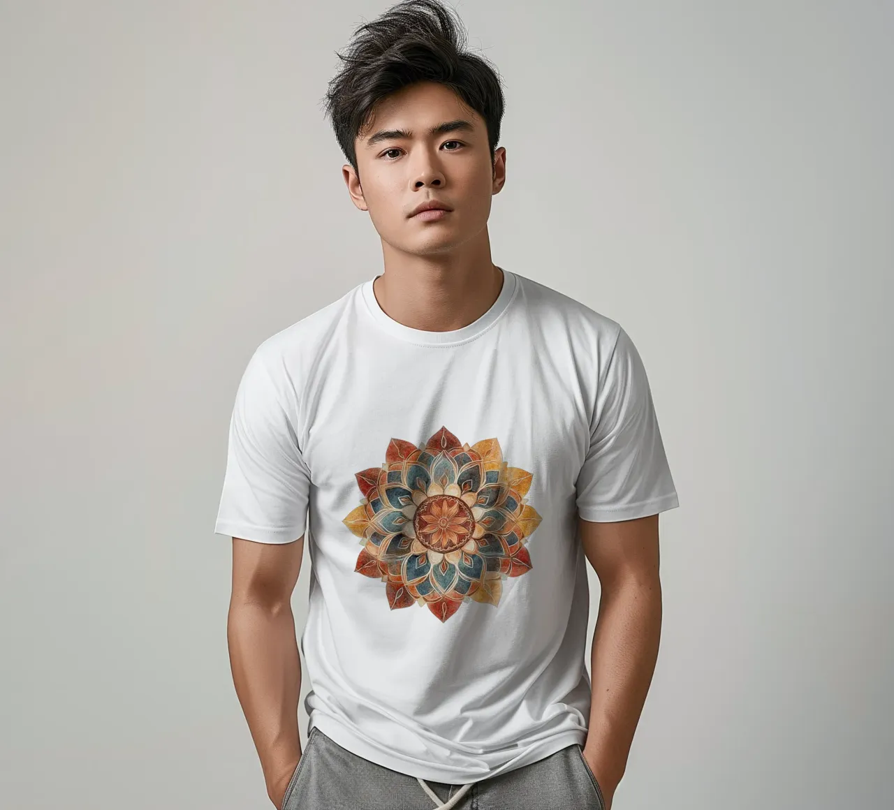 Mandala terrestre ad acquerello t-shirt da Spiritual Touch