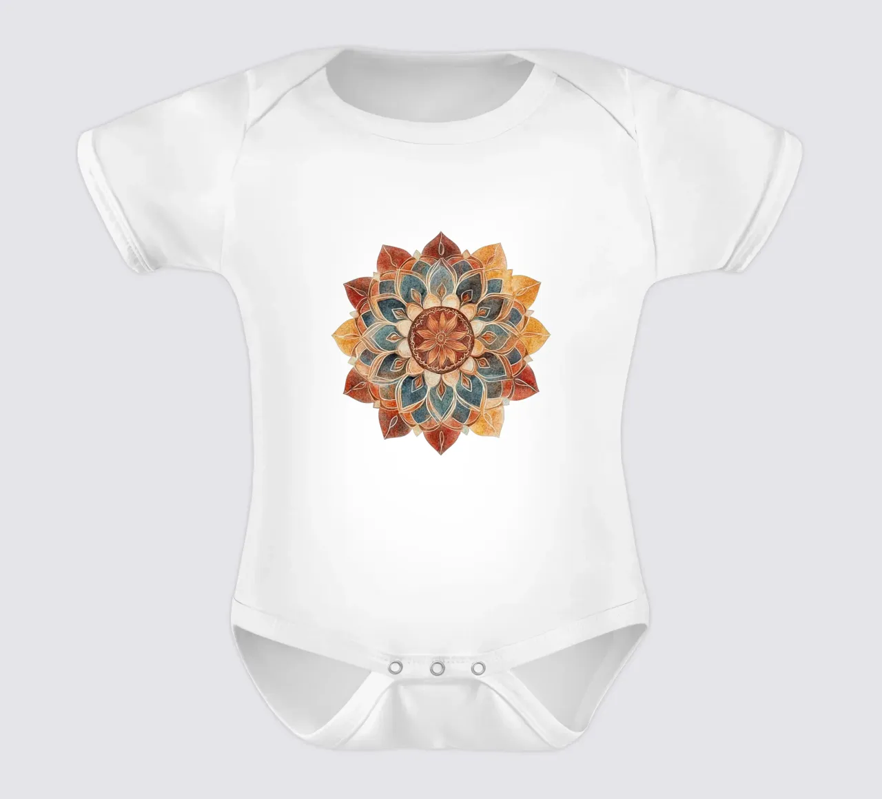 Mandala terrestre ad acquerello body neonato maniche corte da Spiritual Touch
