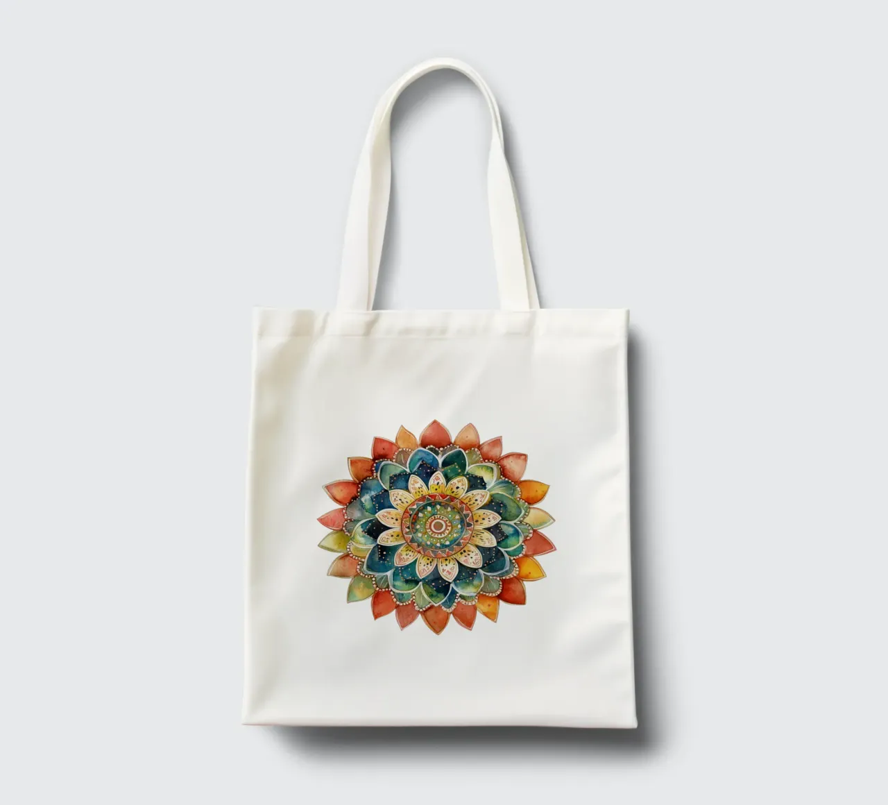 Mandala terrestre ad acquerello borsa in juta da Spiritual Touch