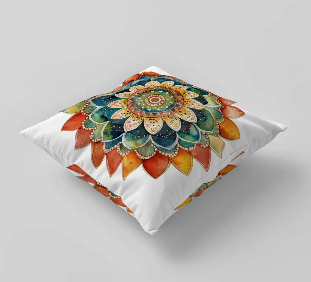 Mandala terrestre ad acquerello cuscino da Spiritual Touch