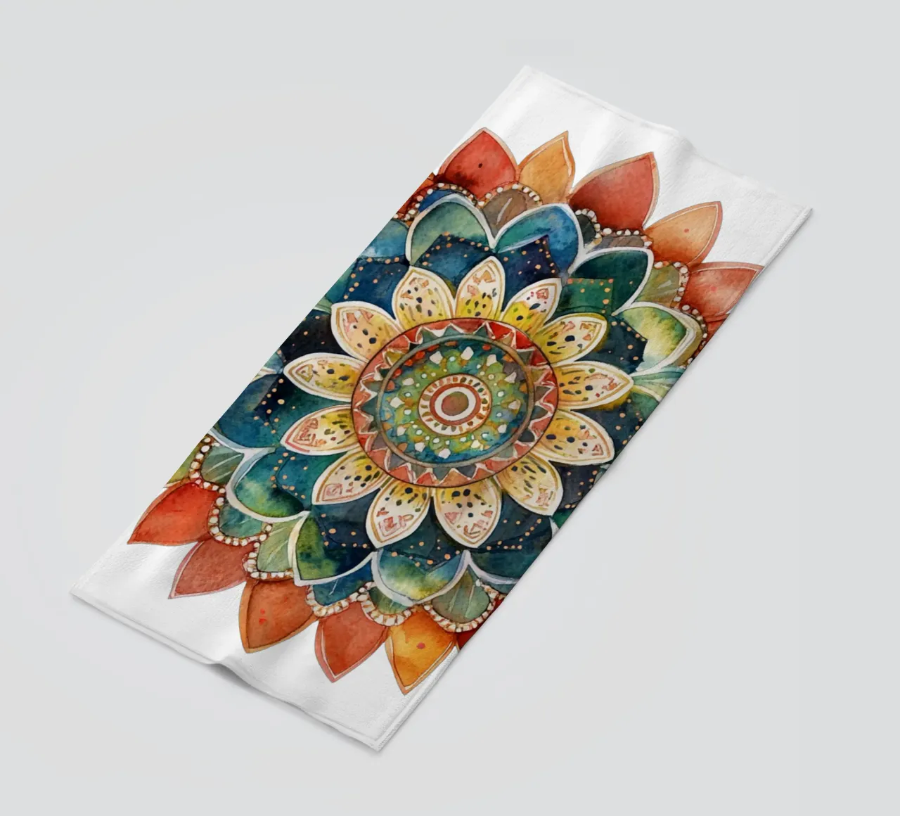 Mandala terrestre ad acquerello telo mare da Spiritual Touch