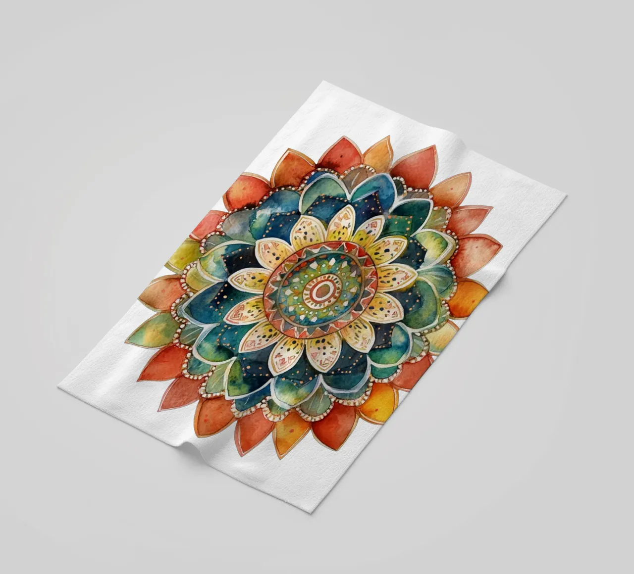 Mandala terrestre ad acquerello telo mare da Spiritual Touch