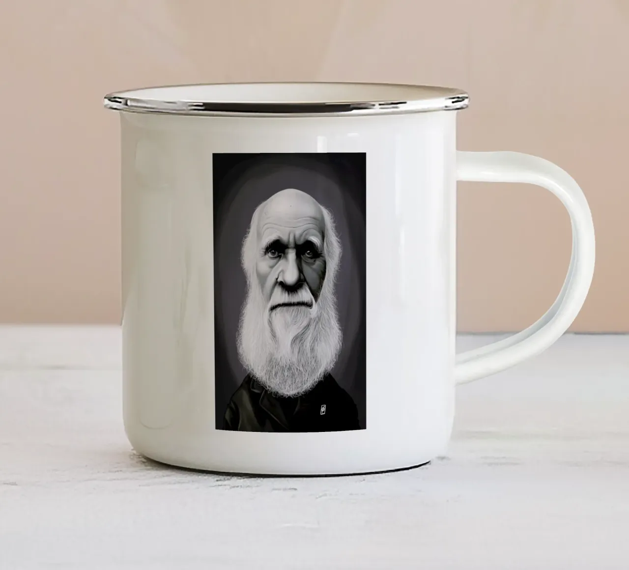 Charles Darwin tazza in smalto da Rob Art | Illustration