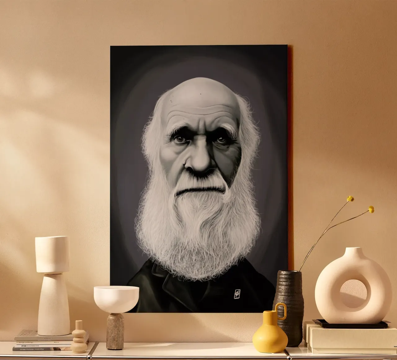 Charles Darwin canvas by Rob Art | Illustration