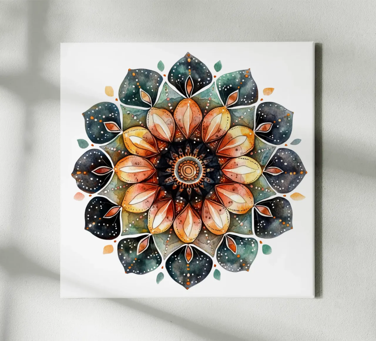 Mandala terrestre ad acquerello tela con Cornice a cassetta da Spiritual Touch