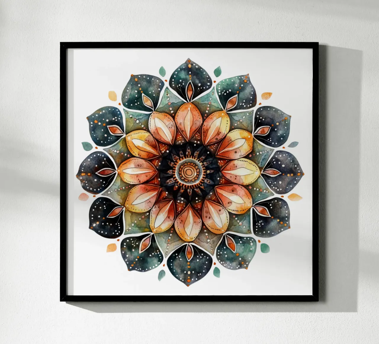 Mandala terrestre ad acquerello poster con telaio in legno da Spiritual Touch