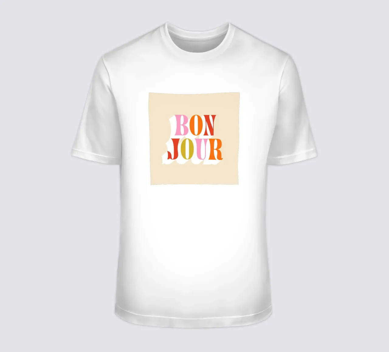 Retro Bonjour - Rosa Arancione Rosso Verde t-shirt da Dominique Vari Words