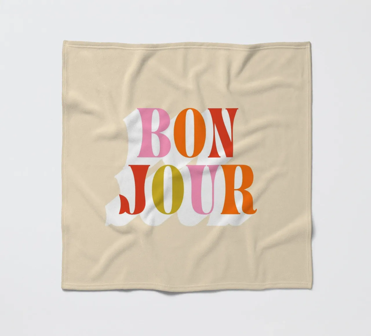 Retro Bonjour - Rosa Arancione Rosso Verde coperta in pile da Dominique Vari Words