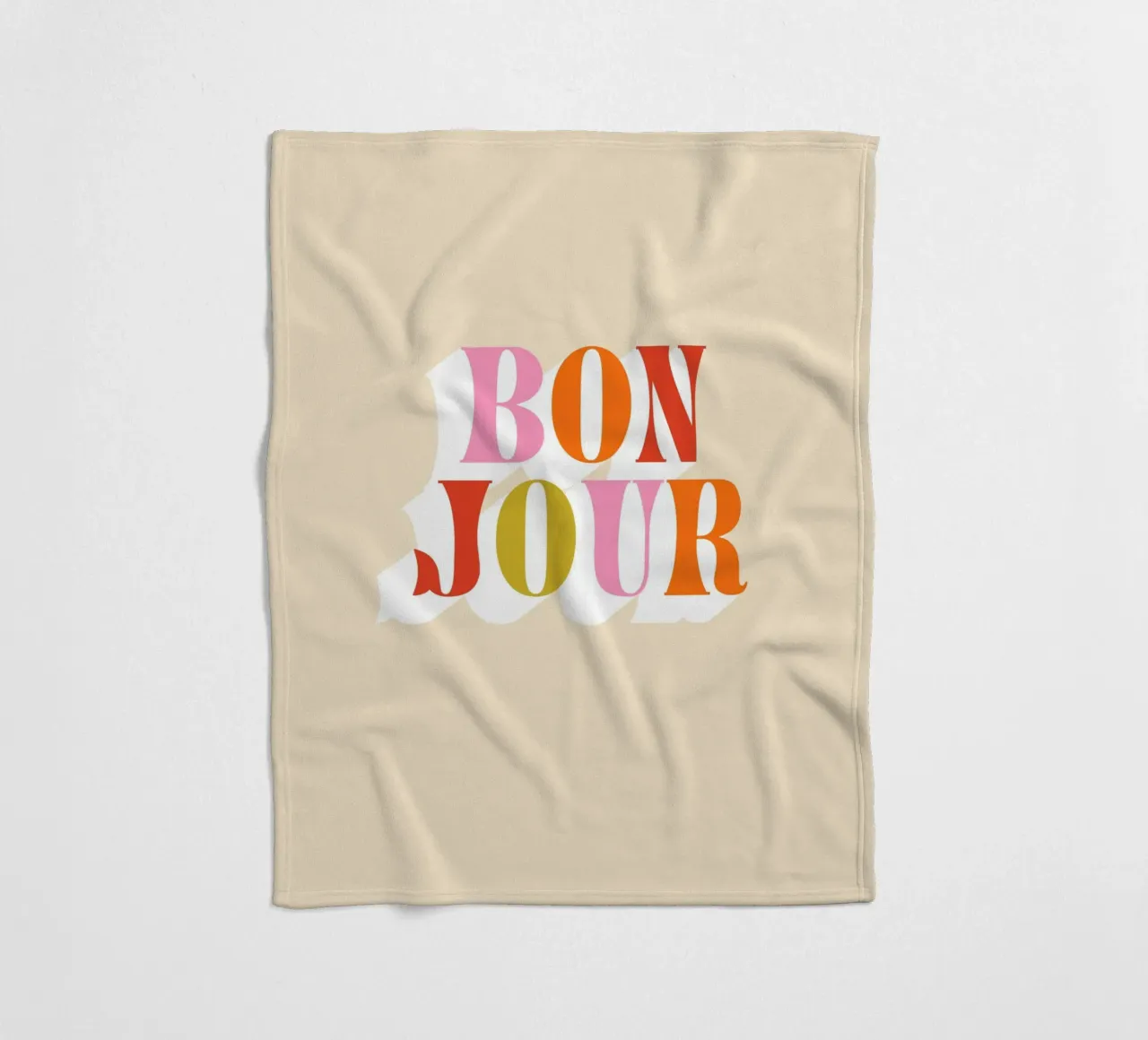 Retro Bonjour - Rosa Arancione Rosso Verde coperta in pile da Dominique Vari Words