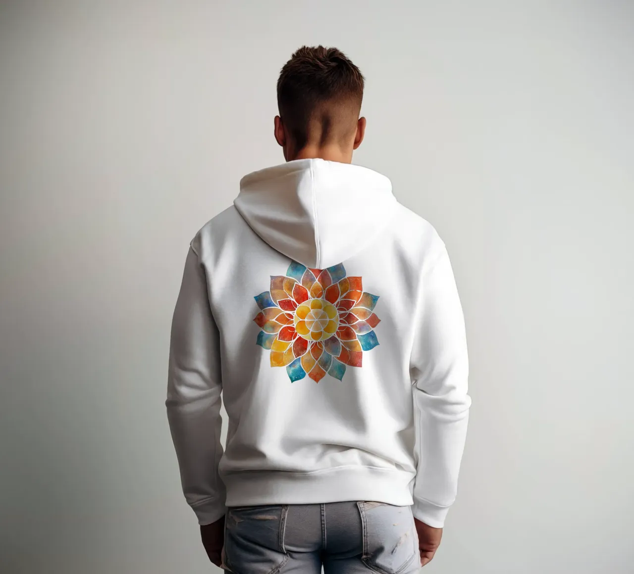 Mandala terrestre ad acquerello felpa con cappuccio da Spiritual Touch