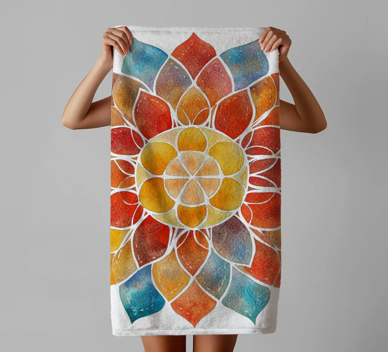 Watercolour Earthy Mandala towel by Spiritual Touch