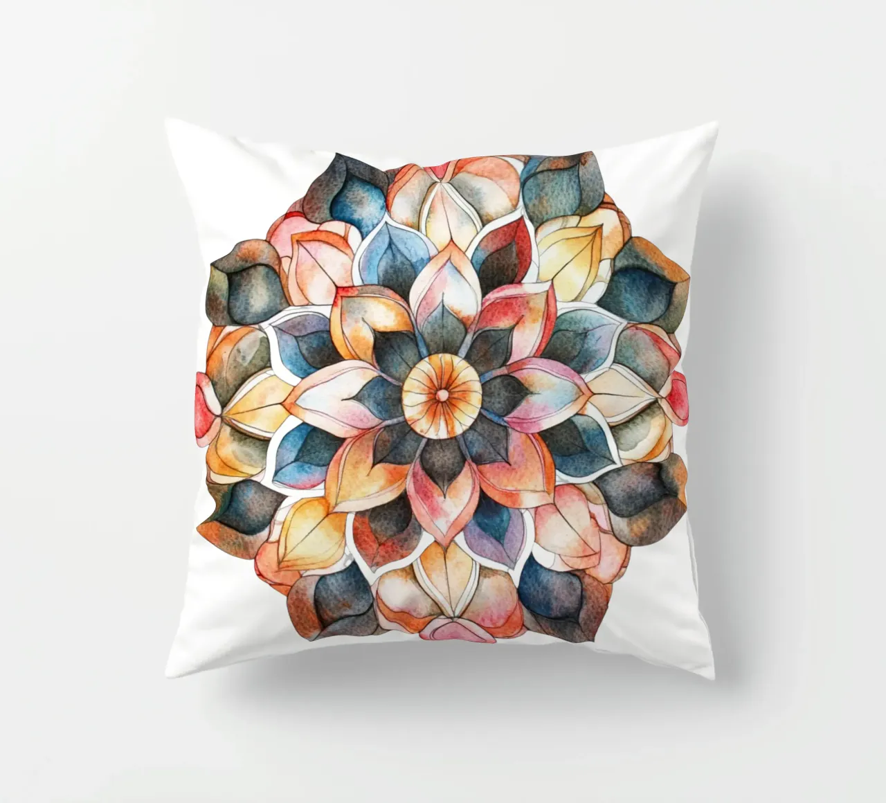 Mandala terrestre ad acquerello cuscino da Spiritual Touch