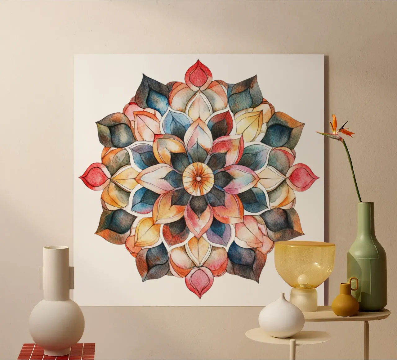 Mandala terrestre ad acquerello plexiglass da Spiritual Touch