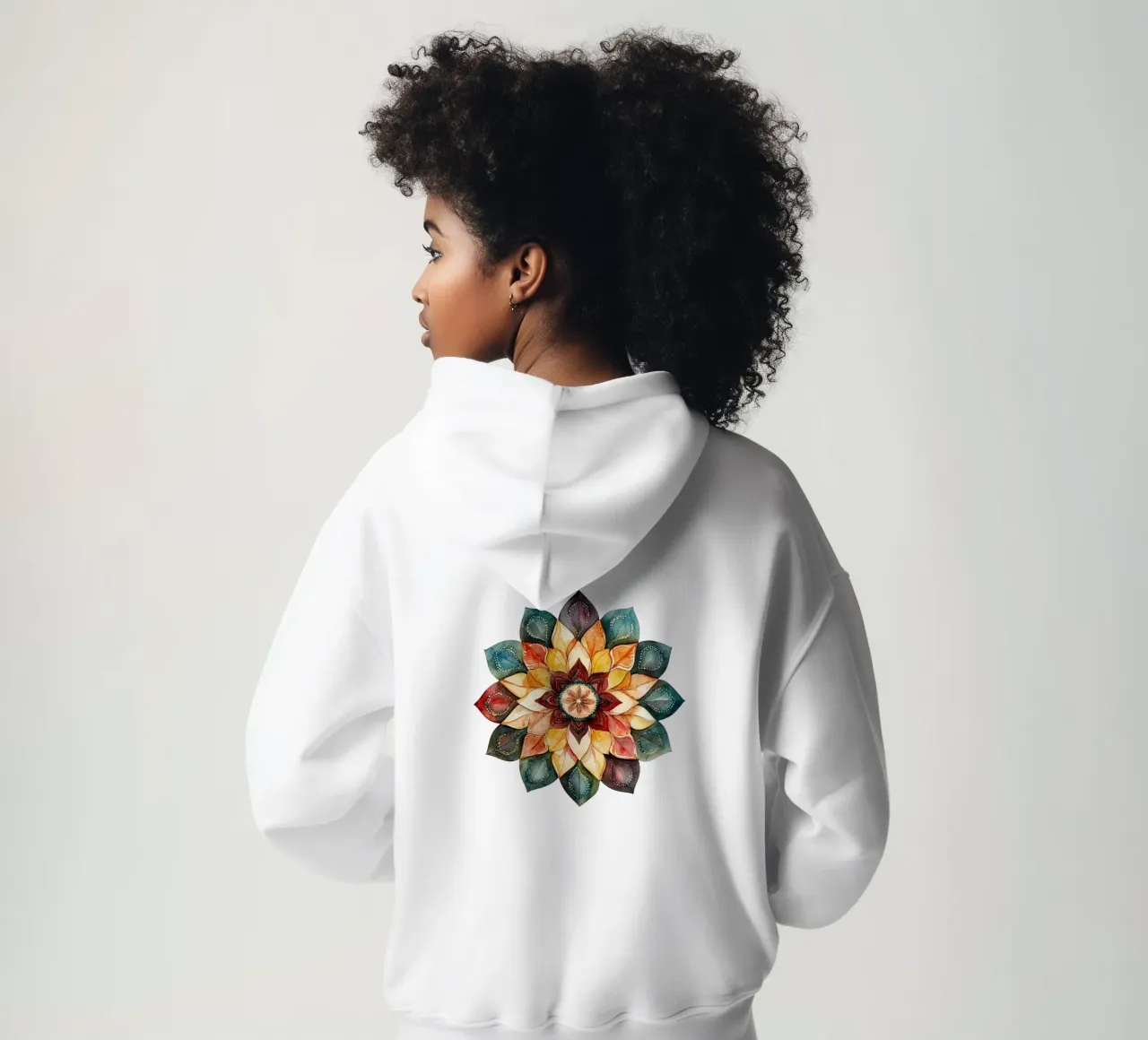 Mandala terrestre ad acquerello felpa con cappuccio da Spiritual Touch