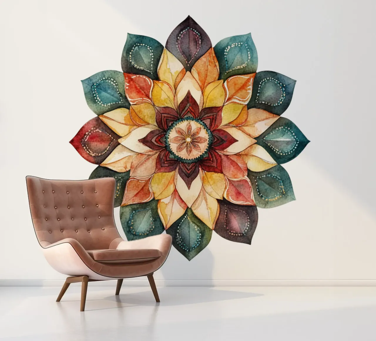 Watercolour Earthy Mandala photo wallpaper by Spiritual Touch
