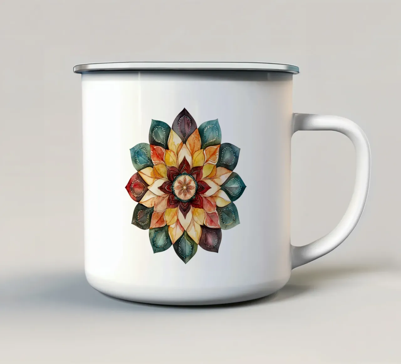 Mandala terrestre ad acquerello tazza in smalto da Spiritual Touch