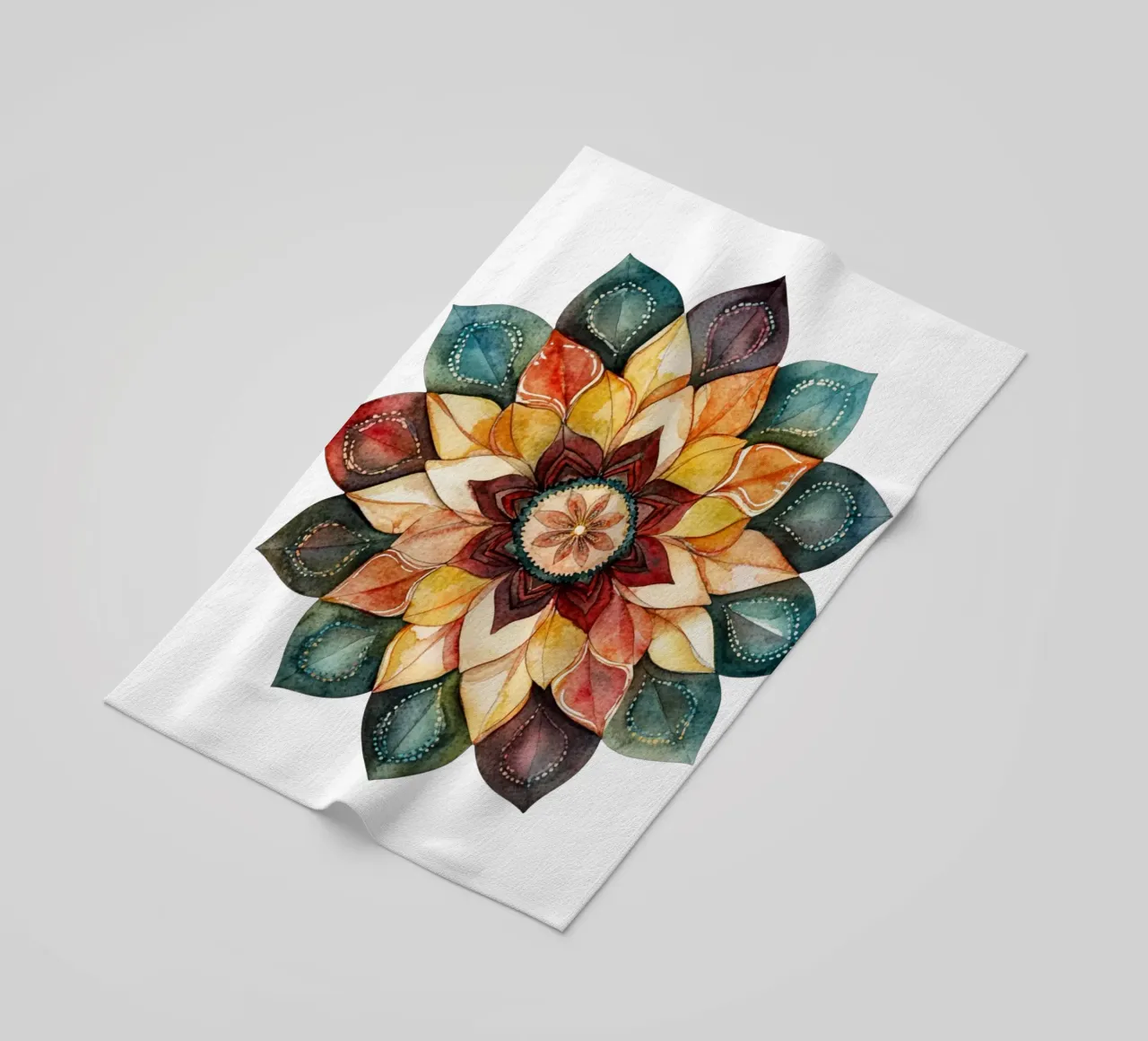 Mandala terrestre ad acquerello telo mare da Spiritual Touch