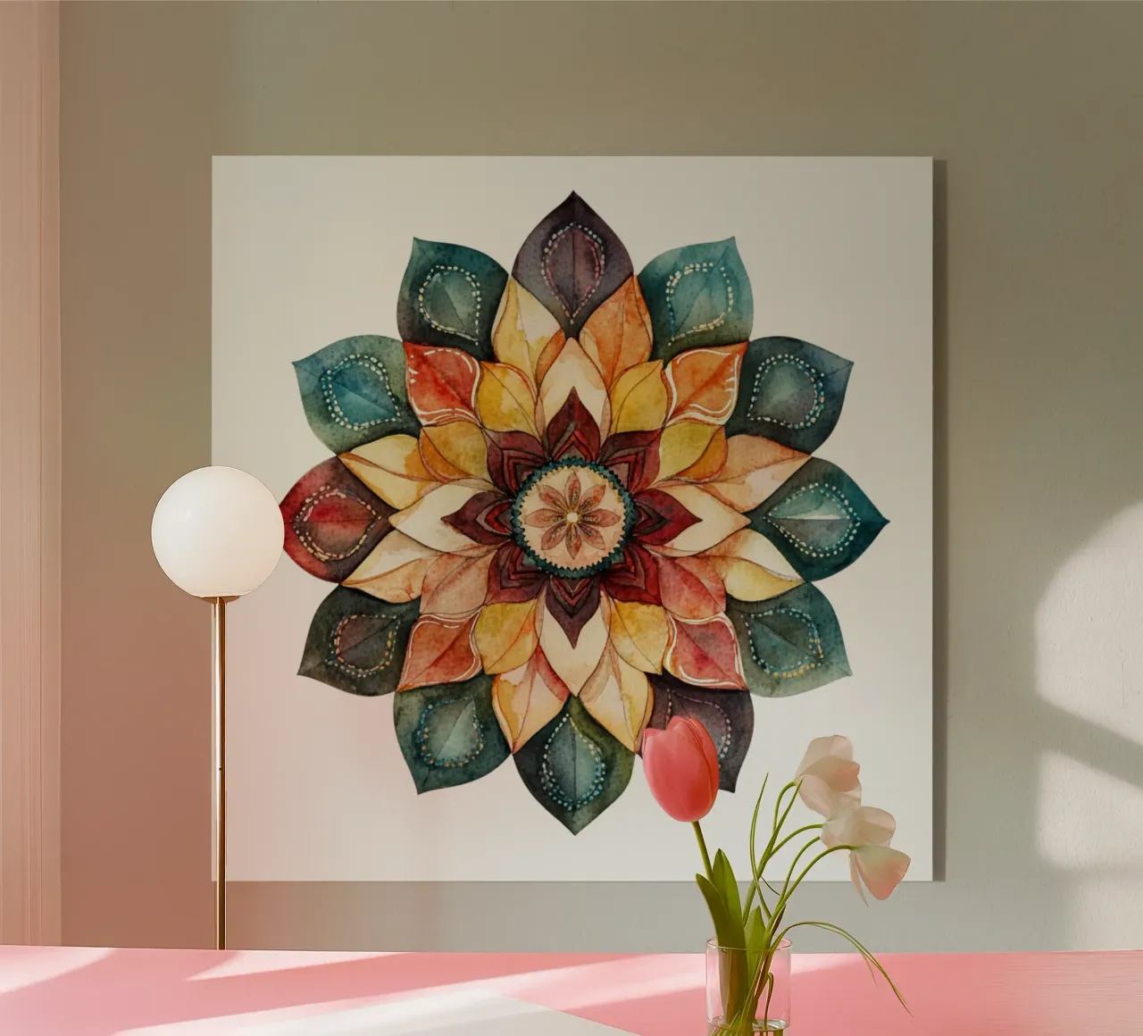 Mandala terrestre ad acquerello plexiglass da Spiritual Touch