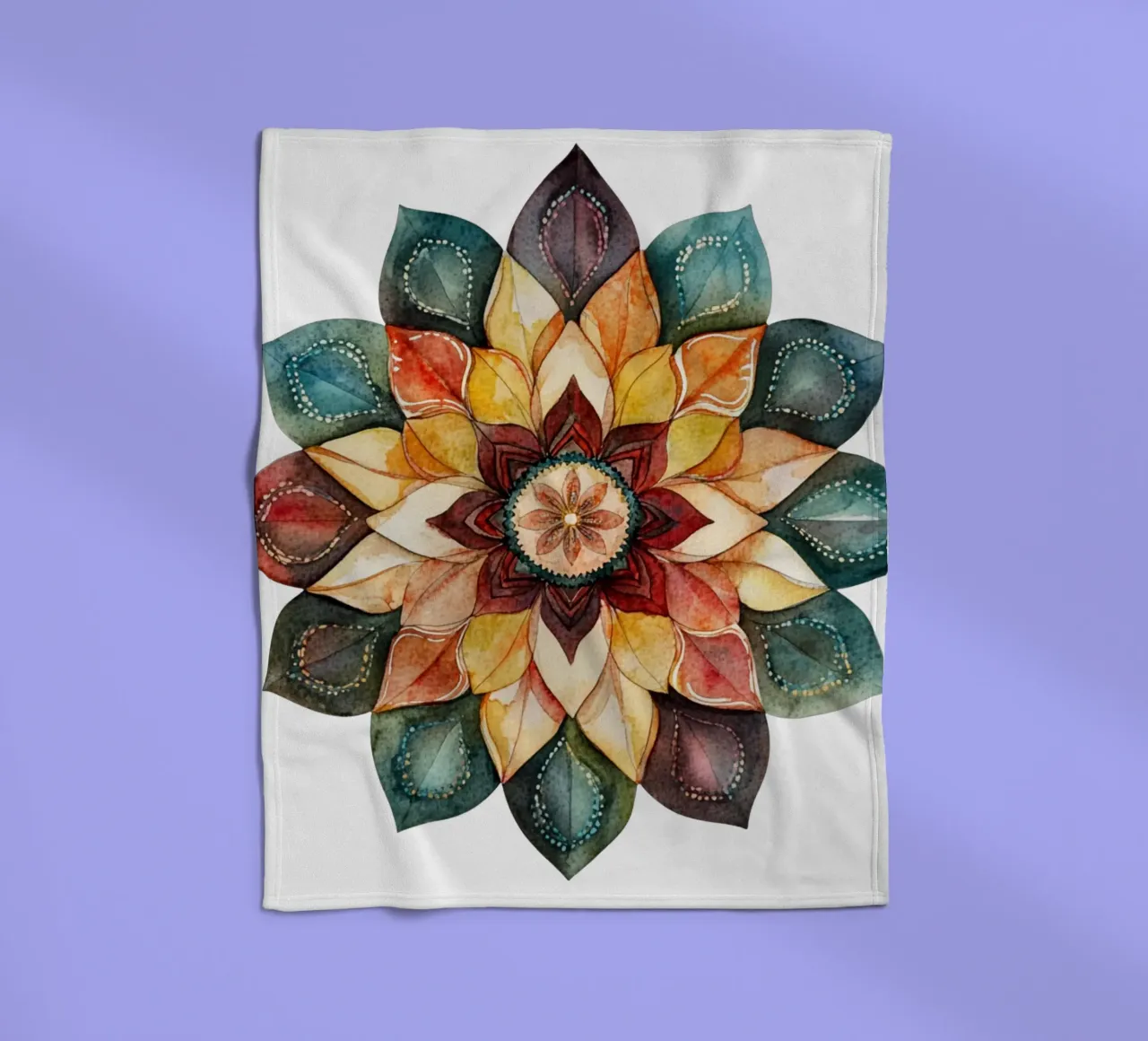 Mandala terrestre ad acquerello coperta in pile da Spiritual Touch