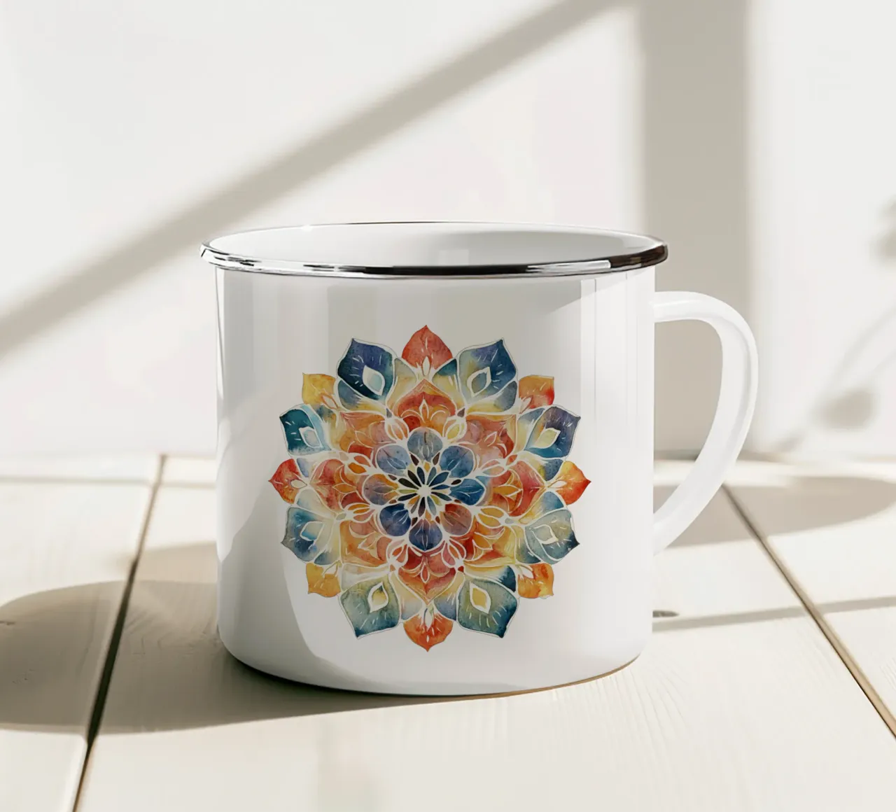 Mandala terrestre ad acquerello tazza in smalto da Spiritual Touch