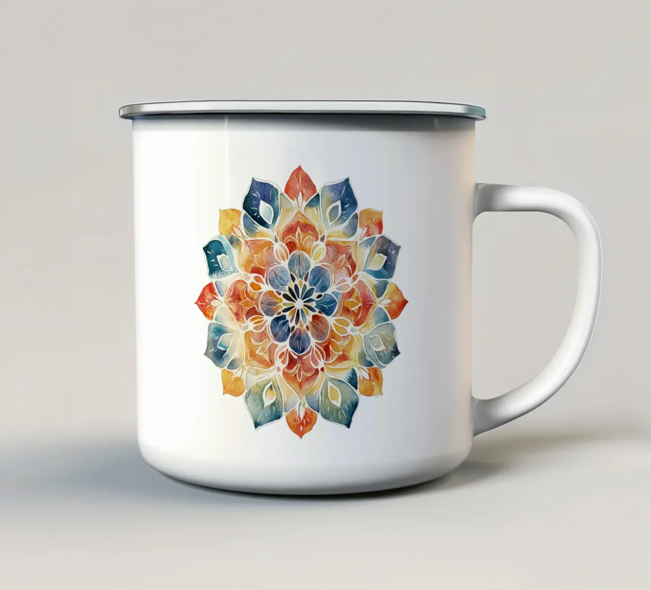 Mandala terrestre ad acquerello tazza in smalto da Spiritual Touch