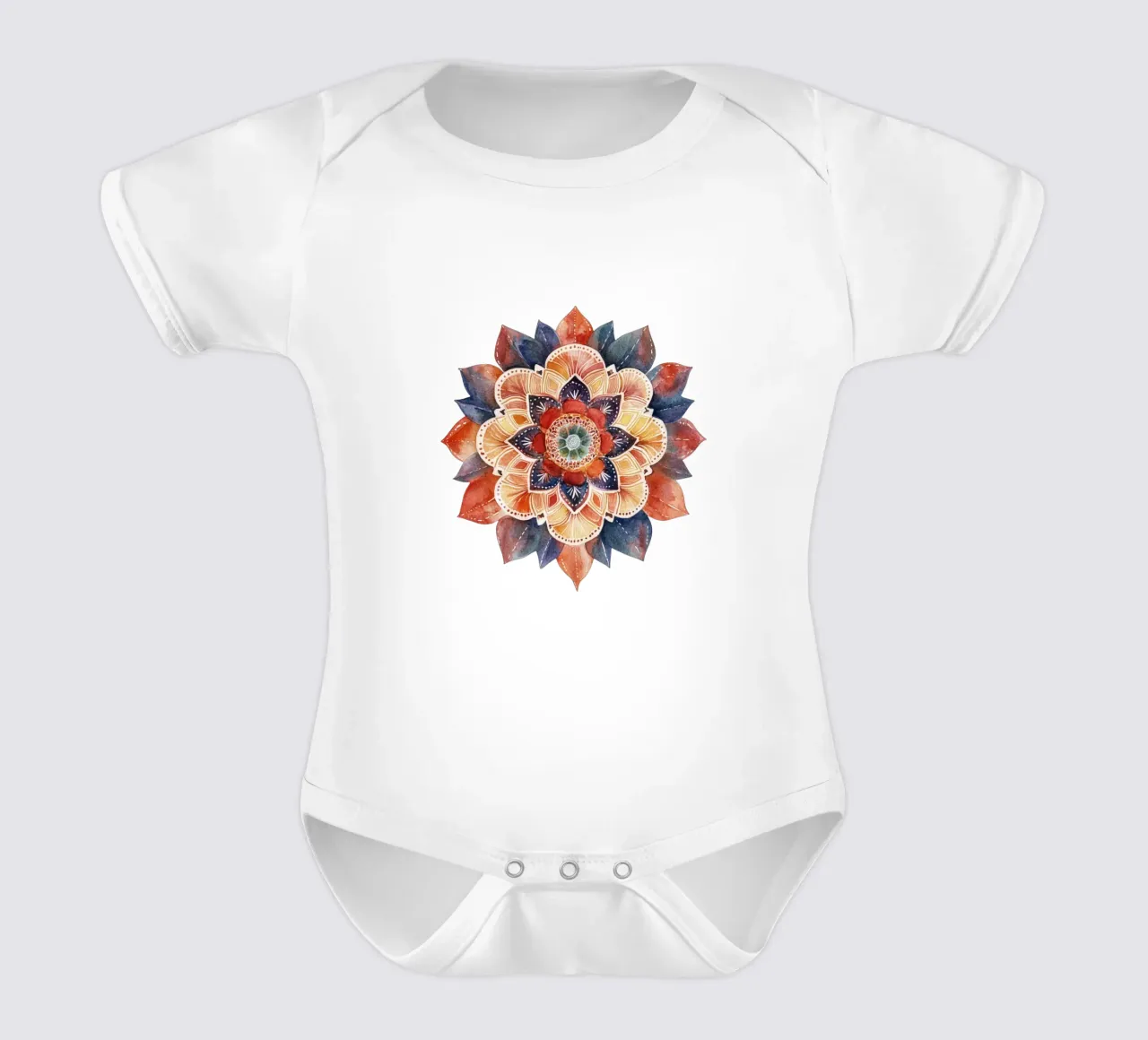 Mandala terrestre ad acquerello body neonato maniche corte da Spiritual Touch