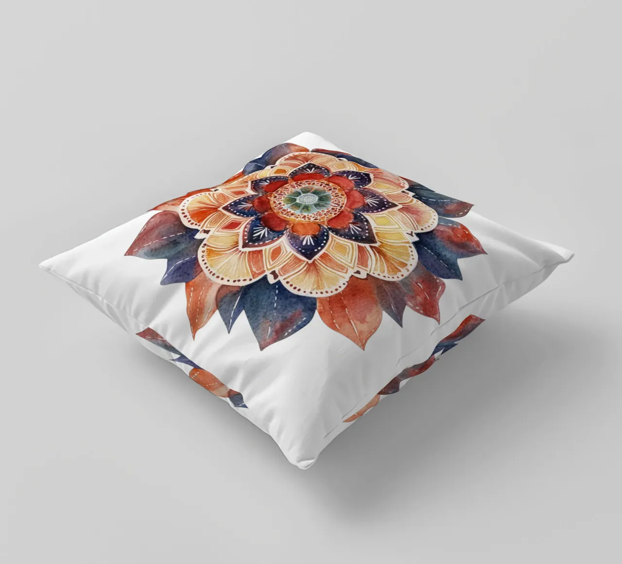 Mandala terrestre ad acquerello cuscino da Spiritual Touch