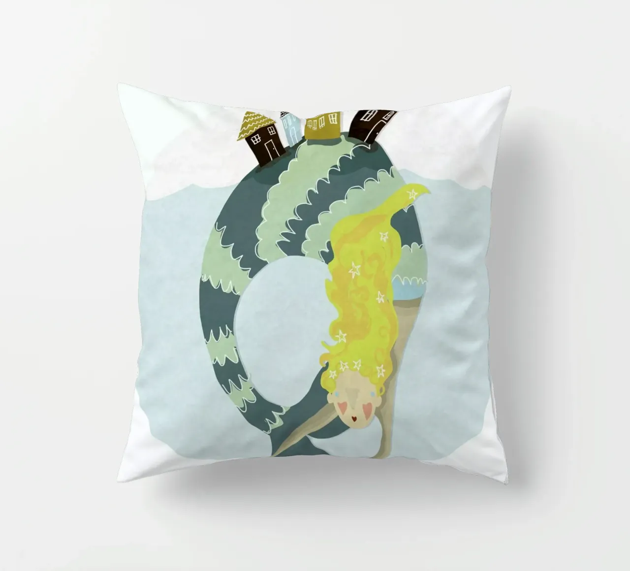 Mermaid decorative cushion by Amalia Restrepo