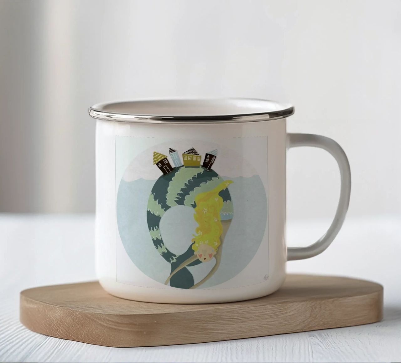 Mermaid tazza in smalto da Amalia Restrepo