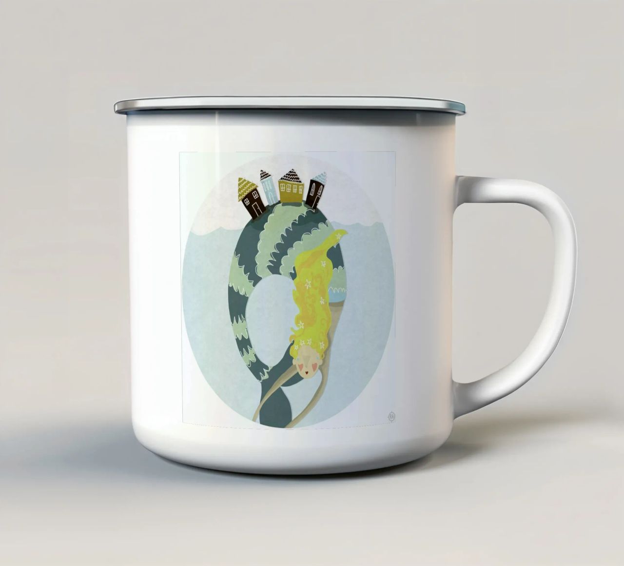 Mermaid tazza in smalto da Amalia Restrepo