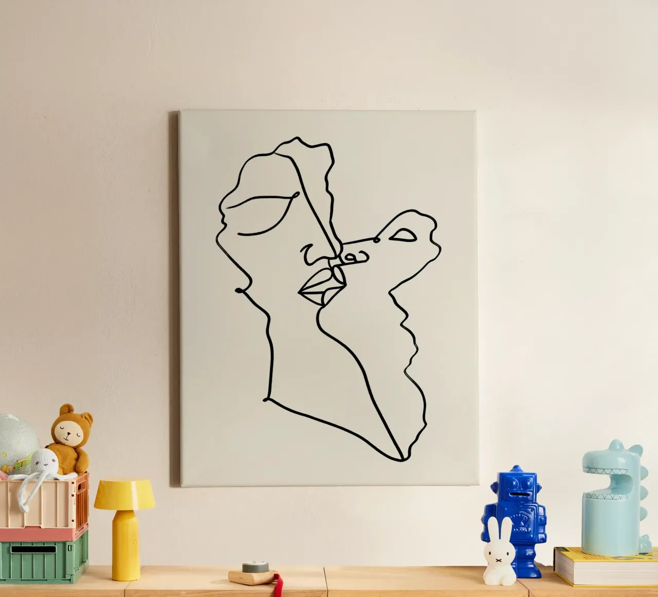 Unvergängliche Liebe, Minimal Line Art Zeichnung Passion Sketch Leinwand von 83oranges