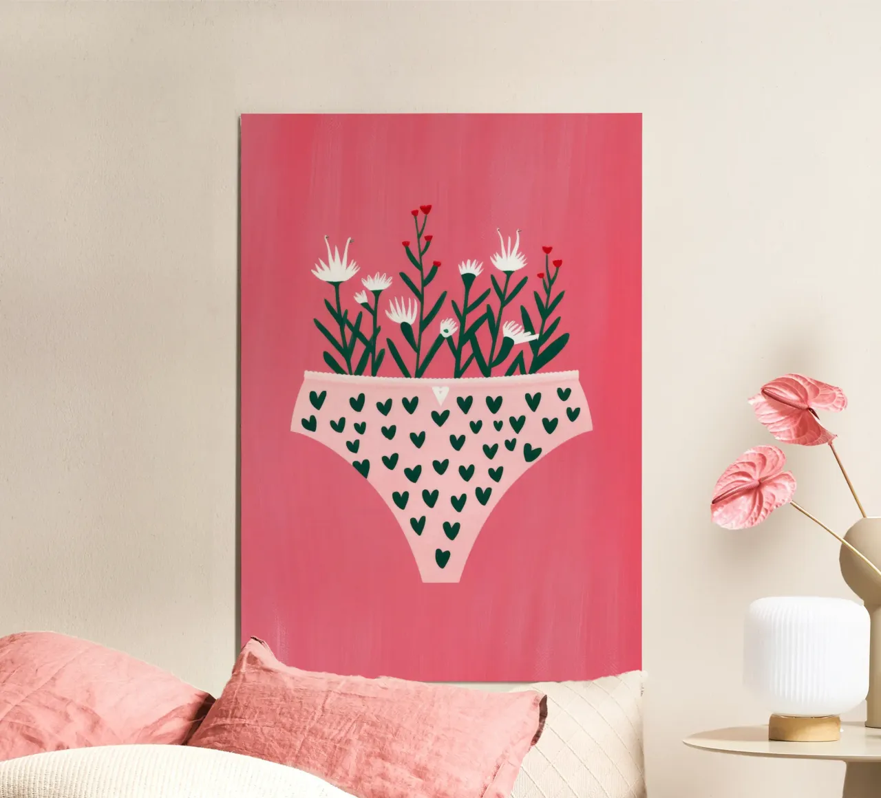 Intimo con cuore floreale poster con telaio in plastica da Demar Galleria