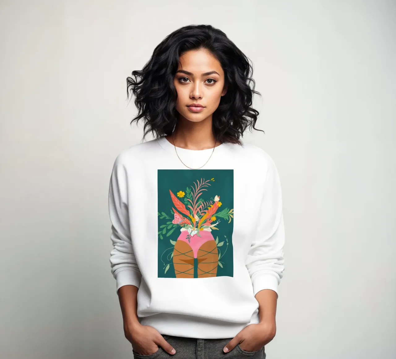 Vlinder Bloemenvaas sweatshirt van Demar Galleria