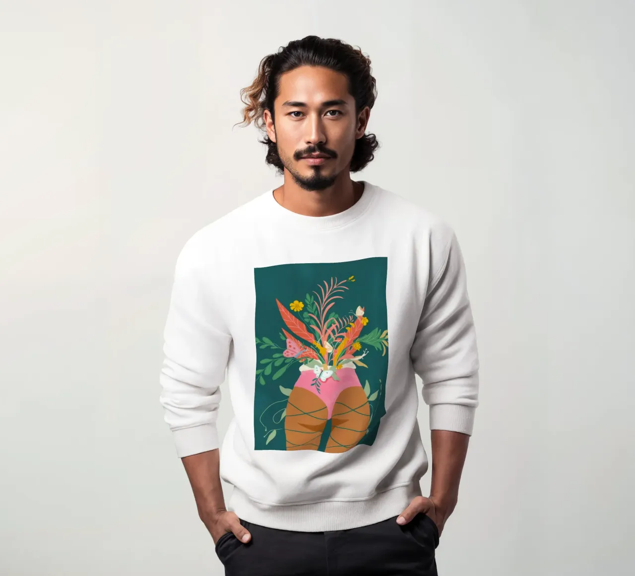 Vlinder Bloemenvaas sweatshirt van Demar Galleria