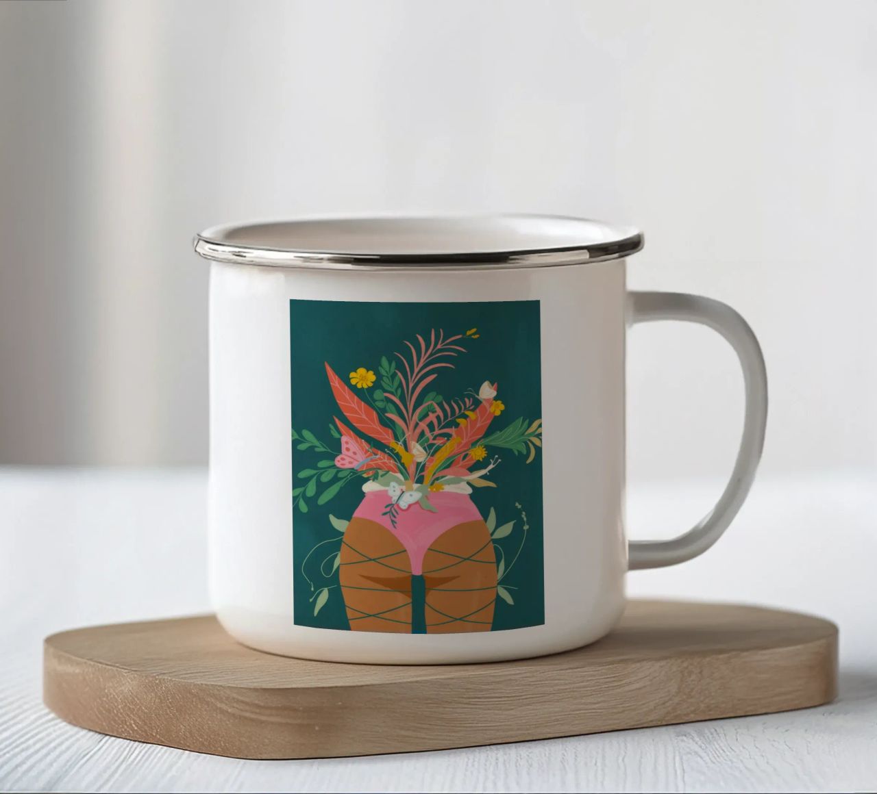 Vaso di fiori a farfalla tazza in smalto da Demar Galleria