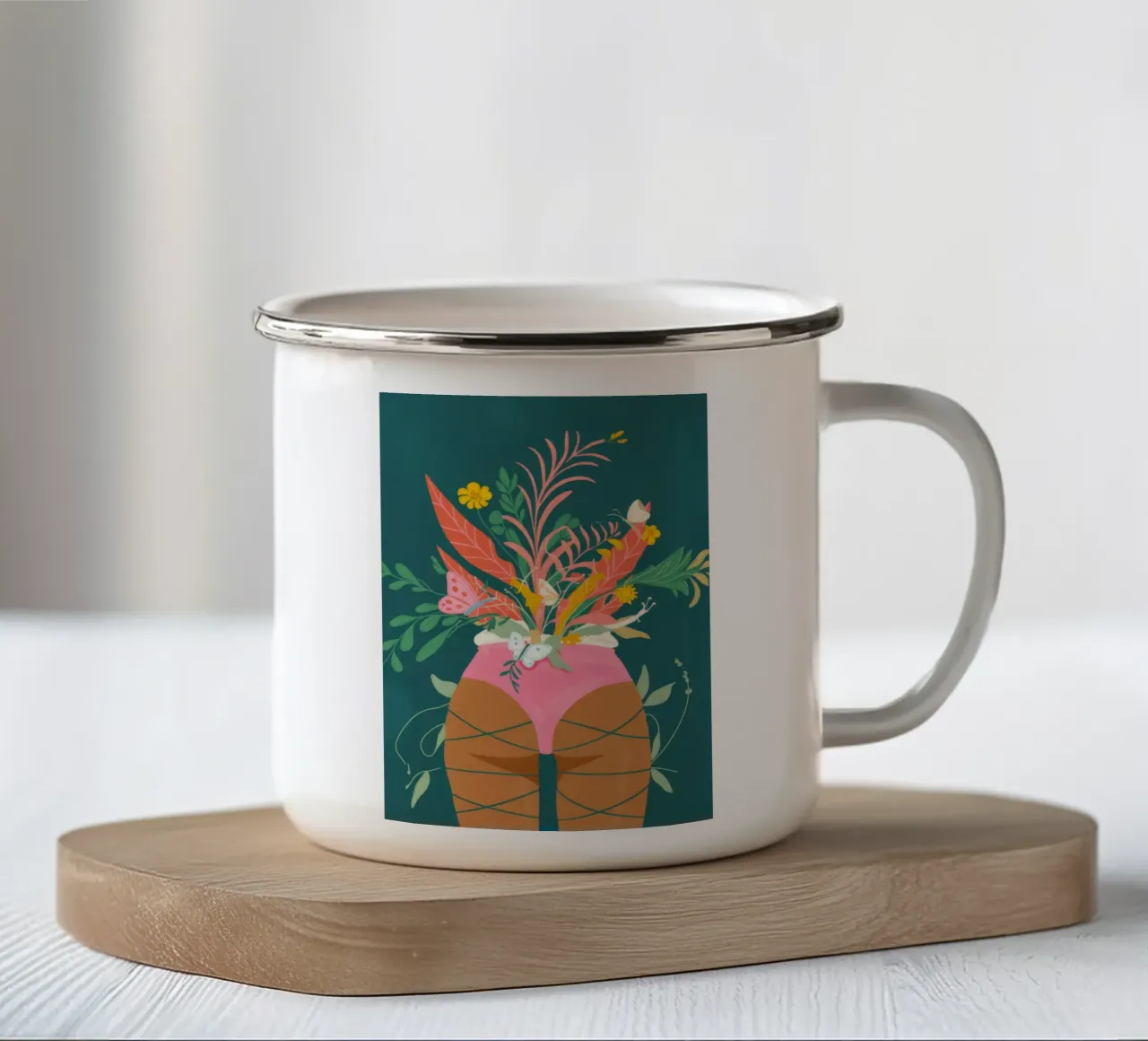 Florero Mariposa taza de esmalte de Demar Galleria
