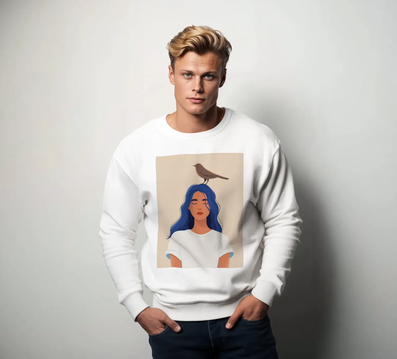 Vogel op hoofd sweatshirt van Demar Galleria