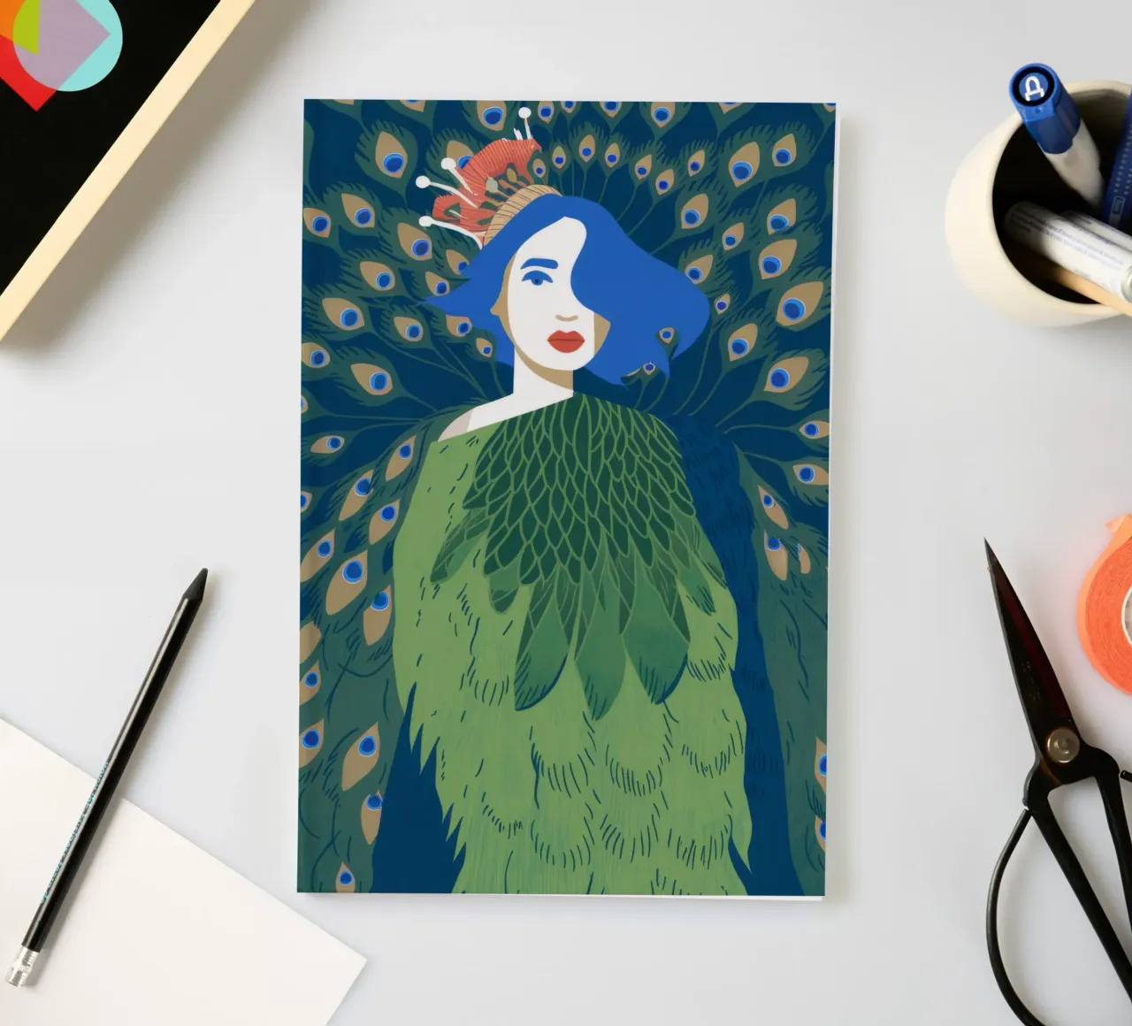 Peacock Tail Person notebook by Demar Galleria